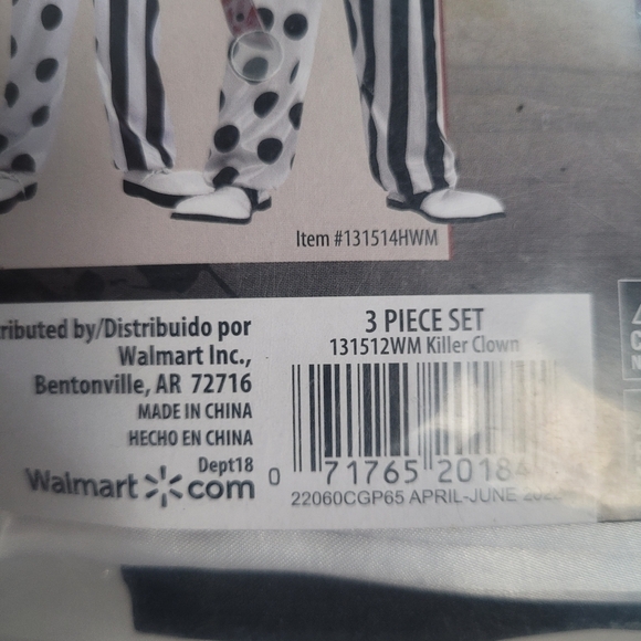 NIP Killer Clown 3 Piece Set Boys Size 8 Halloween Costume - Picture 8 of 8